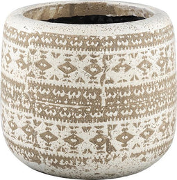 PTMD Vice Cream keramiek decoratie patroon pot rond maat in cm: 31 x 31 x 28 - Creme