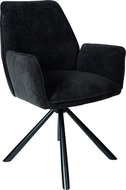 PTMD Vicky Velvet Stoelen - 60x62x88 cm - Fluweel - Zwart - Set van 2