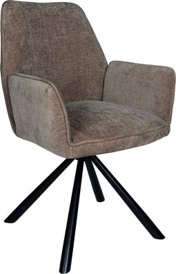 PTMD Vicky Velvet Stoelen - 60x62x88 cm - Lichtbruin - Set van 2