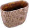 PTMD Vivienne Brown Cement Oval Pot With Rectangles L