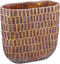 PTMD Vivienne Brown Cement Oval Pot With Rectangles M