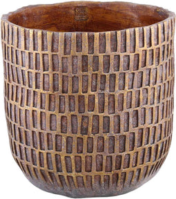 PTMD Vivienne Brown Cement Round Pot Rectangles XXL