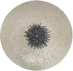 PTMD Vojtech White Round Poly Shell Bamboo Wall Panel L