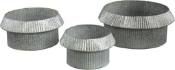 PTMD Vooda Grey Zinc Ribbed Low Pot Round Set Of 3