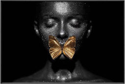 PTMD Wandpaneel Woman Butterfly - 120x3x80 cm - Glas - Zwart