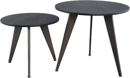 PTMD Werdy Black Iron Coffeetable Veneer Top Round SV2