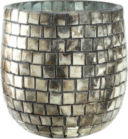 PTMD Wesley Rond Theelicht - H12 x Ø12 cm - Glas - Zwart