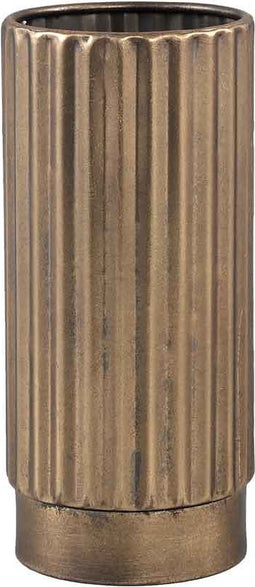 PTMD Wessel Ronde Bloempot Antiek - H23,5 x Ø10,5 cm - Staal - Goud