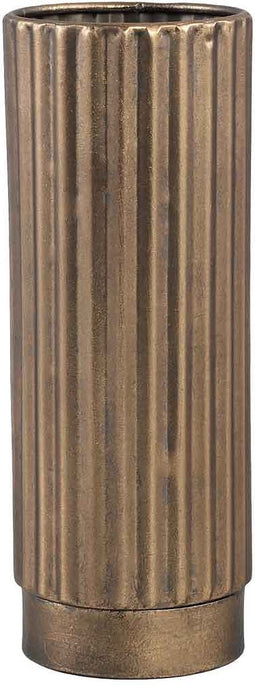 PTMD Wessel Ronde Bloempot Antiek - H28 x Ø10,5 cm - Staal - Goud