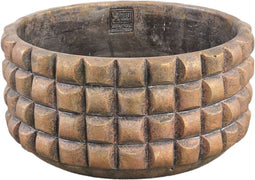 PTMD Wiliam Brown Cement Round Pot Blocks Gold Low L