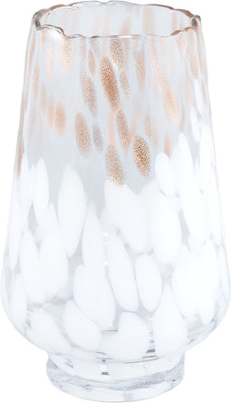 PTMD Windlicht Angelina - 14x14x22 cm - Glas - Wit