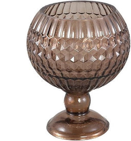 PTMD Windlicht Cianna - 11x11x14 cm - Glas - Lichtbruin