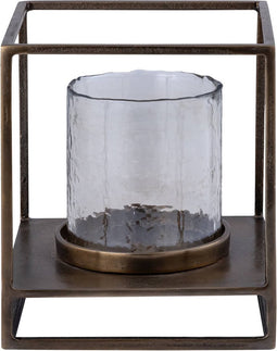 PTMD Windlicht Janik - 25x25x29 cm - Glas - Goud