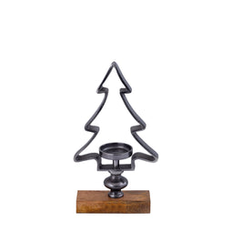 PTMD Windlicht Kennedi - 24x7x43 cm - Hout - Zwart