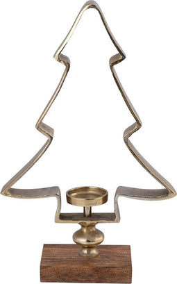 PTMD Windlicht Kennedi - 39x13x62 cm - Hout - Goud