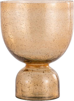 PTMD Windlicht Laurynn - 25x25x30 cm - Glas - Bruin