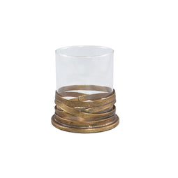 PTMD Windlicht Messin - 12x12x13 cm - Metaal - Goud