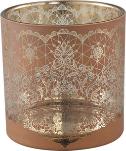 PTMD Windlicht Opix - 15x15x15 cm - Glas - Bruin