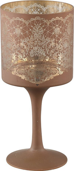 PTMD Windlicht Opix - 9x9x20 cm - Glas - Bruin