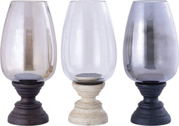 PTMD Windlicht Qez - 20x20x44 cm - Glas - Creme