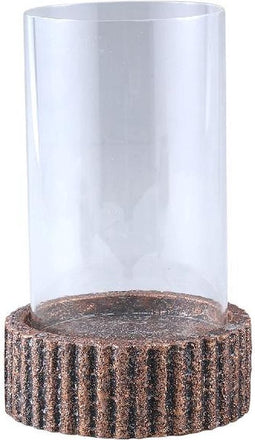 PTMD Windlicht Saji - 15x15x24 cm - Glas - Brons