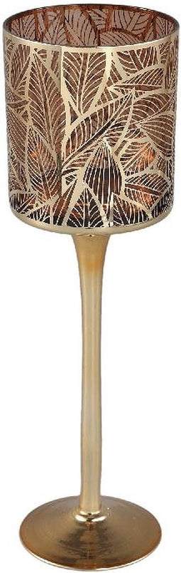 PTMD Windlicht Sariska - 9x9x30 cm - Glas - Goud