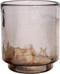 PTMD Windlicht Senne - 15x15x17 cm - Glas - Bruin