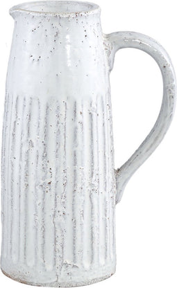 PTMD Xave White Terracotta Pitcher Shaped Pot Round