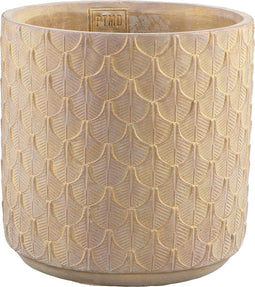 PTMD Xenna goudkleurige pot cement rond palm patroon maat in cm: 30 x 30 x 30 - Goud