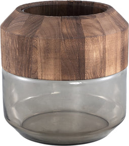 PTMD Yacin Brown Glass Vase With Wood Top L