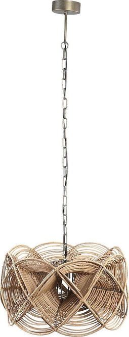 PTMD Yena Natural Rattan Hanging Lamp Twisted Design