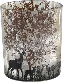 PTMD Yoah windlicht met rendier tafereel - H10 x Ø8 cm. - Glas - Koper