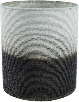 PTMD Yokie Windlicht - 19 x 19 x 23 cm - Glas - Wit/Blauw