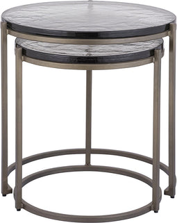 PTMD Youke Brass Iron Sidetable Smoky Glass Round SV2