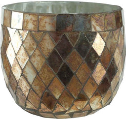 PTMD Youri Theelichthouder - H8 x Ø8 cm - Geoxideerd glas - Koper