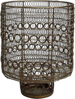 PTMD Yoyo Rond Windlicht - H33 x Ø25 cm - Ijzer - Messing