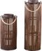 PTMD Zafria Brown Round Bamboo Lantern With Glass L
