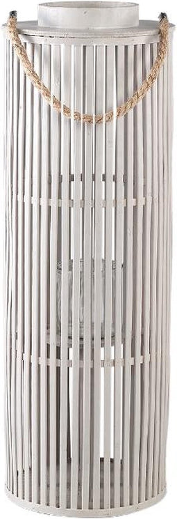 PTMD Zafria Cream Round Bamboo Lantern With Glass L