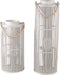 PTMD Zafria Cream Round Bamboo Lantern With Glass L
