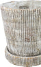 PTMD Zahir Cream Cement Pot With Stripes Round L