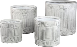 PTMD Zakerie White Round Magnesium Pot Wavy Pattern SV4