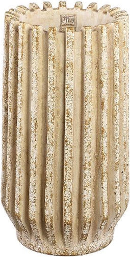 PTMD Zariya Cream Cement Round Pot Ribbed Lines High S