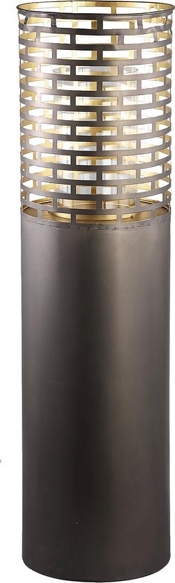 PTMD Zeppe metalen windlicht zwarte/goudkleurige maat in cm: 26x26x100
