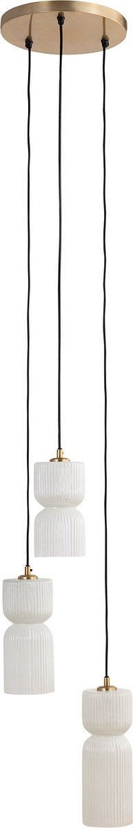 PTMD Zhen White embossed rib glass multi hanging lamp
