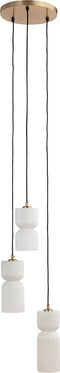 PTMD Zhen White embossed rib glass multi hanging lamp