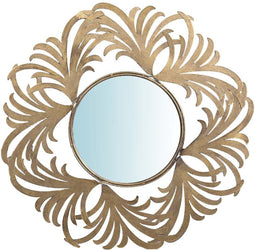 PTMD Zolas Gold Metal Wall Mirror Flower Frame Round