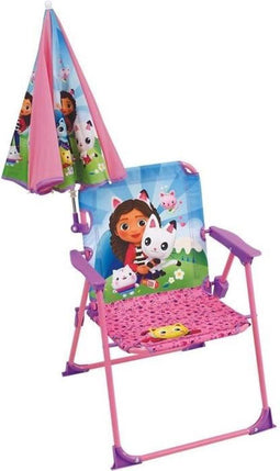 Tuinmeubelen - FUN HOUSE - Gabby and the Magic House klapstoel H.53 x L.38,5 x D.37,5 cm met parasol van 65 cm