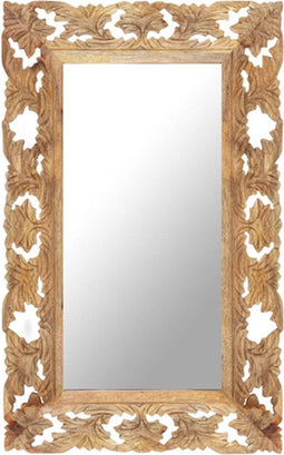 vidaXL - Spiegel - handgesneden - 80x50 - cm - massief - mangohout - bruin