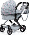 Bayer Design Xeo - Combi Poppenwagen - Verstelbare duwstang - Grijs Roze Sterren