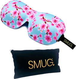 SMUG 3D Slaapmasker met Opbergzakje - 100% Verduisterend - Ergonomisch Oogmasker - Cherry Blossom Print